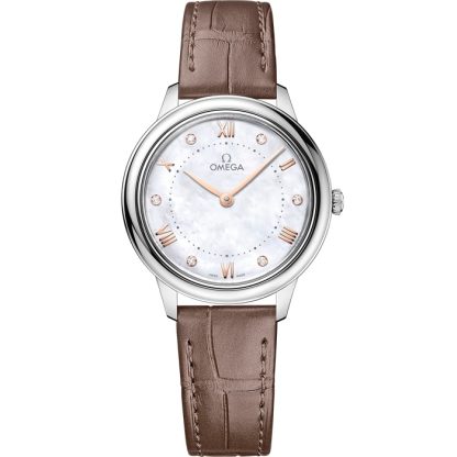 Omega De Ville Prestige 30 mm, acier sur bracelet en cuir 434.13.30.60.55.001