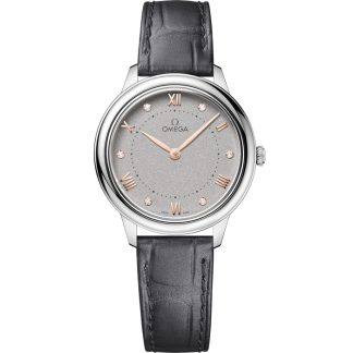Omega De Ville Prestige 30 mm, acier sur bracelet en cuir 434.13.30.60.56.001