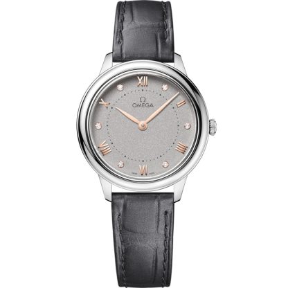 Omega De Ville Prestige 30 mm, acier sur bracelet en cuir 434.13.30.60.56.001