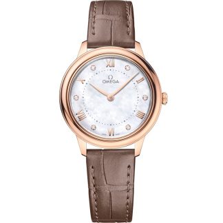 Omega De Ville Prestige 30 mm, or Sedna™ sur bracelet en cuir 434.53.30.60.55.001