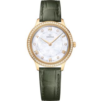 Omega De Ville Prestige 30 mm, or jaune sur bracelet en cuir 434.58.30.60.55.002