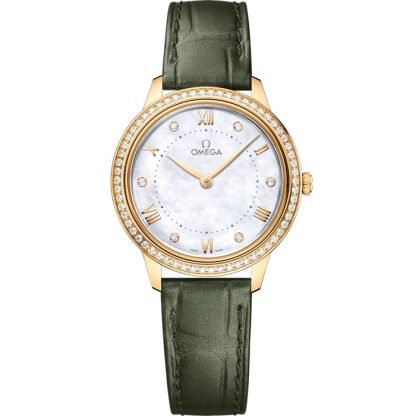Omega De Ville Prestige 30 mm, or jaune sur bracelet en cuir 434.58.30.60.55.002