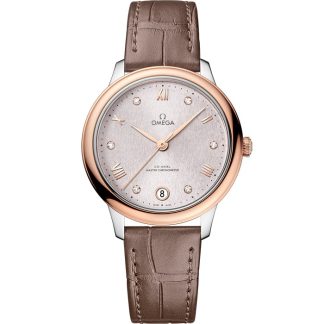 Omega De Ville Prestige 34 mm, acier - or « Sedna™ » sur bracelet en cuir 434.23.34.20.52.003