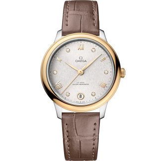 Omega De Ville Prestige 34 mm, acier - or jaune sur bracelet en cuir 434.23.34.20.52.002