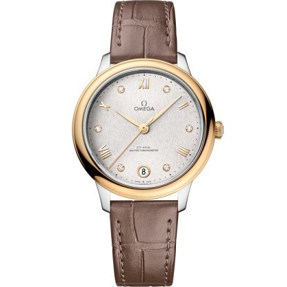 Omega De Ville Prestige 34 mm, acier - or jaune sur bracelet en cuir 434.23.34.20.52.002