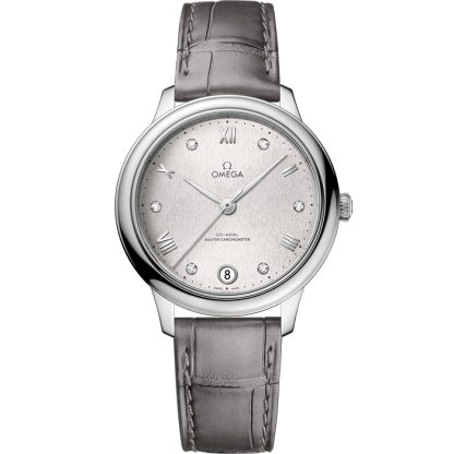Omega De Ville Prestige 34 mm, acier sur bracelet en cuir 434.13.34.20.52.001