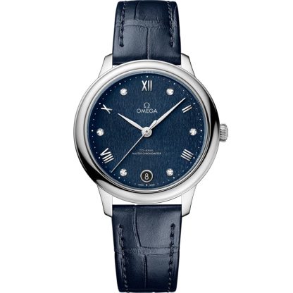 Omega De Ville Prestige 34 mm, acier sur bracelet en cuir 434.13.34.20.53.002