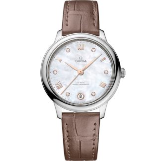 Omega De Ville Prestige 34 mm, acier sur bracelet en cuir 434.13.34.20.55.001