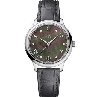 Omega De Ville Prestige 34 mm, acier sur bracelet en cuir 434.13.34.20.57.001