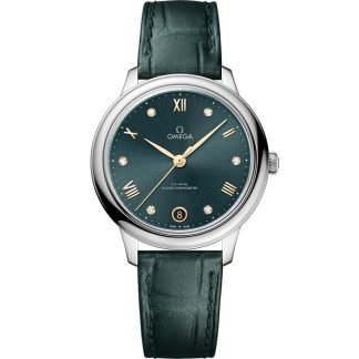 Omega De Ville Prestige 34 mm, acier sur bracelet en cuir 434.13.34.20.60.001