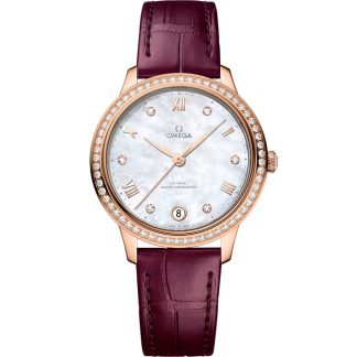 Omega De Ville Prestige 34 mm, or Sedna™ sur bracelet en cuir 434.58.34.20.55.001