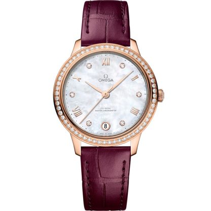 Omega De Ville Prestige 34 mm, or Sedna™ sur bracelet en cuir 434.58.34.20.55.001