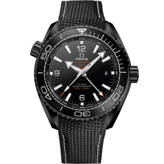 Omega Deep Black Seamaster Planet Ocean 600M 45,5 mm, céramique noire sur bracelet caoutchouc 215.92.46.22.01.001