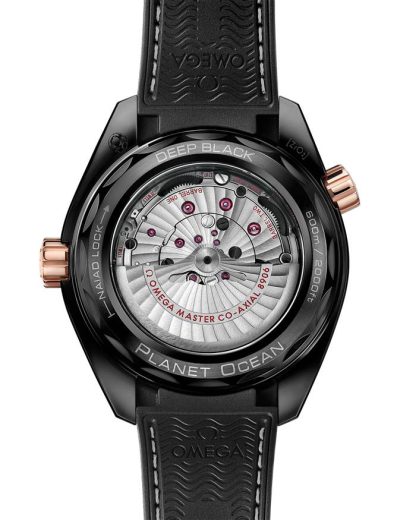Omega Deep Black Seamaster Planet Ocean 600M 45,5 mm, céramique noire sur bracelet en cuir doublé de caoutchouc 215.63.46.22.01.001 – Image 2