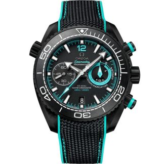 Omega ETNZ « Deep Black » Seamaster Planet Ocean 600M 45,5 mm, céramique noire sur bracelet caoutchouc 215.92.46.51.01.003