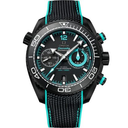 Omega ETNZ « Deep Black » Seamaster Planet Ocean 600M 45,5 mm, céramique noire sur bracelet caoutchouc 215.92.46.51.01.003