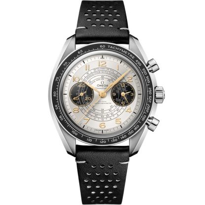 Omega Paris 2024 Speedmaster Chronoscope 43 mm, acier sur bracelet en cuir 522.32.43.51.02.001