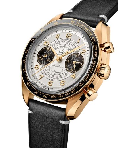 Omega Paris 2024 Speedmaster Chronoscope 43 mm, or Moonshine™ sur bracelet en cuir 522.62.43.51.02.001 – Image 3