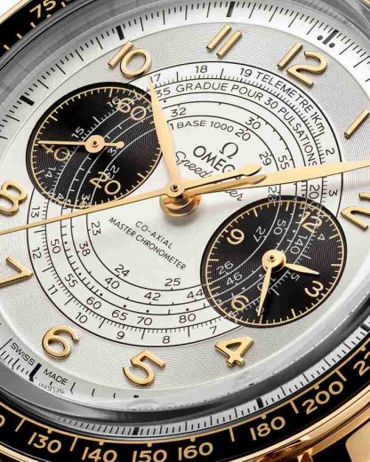 Omega Paris 2024 Speedmaster Chronoscope 43 mm, or Moonshine™ sur bracelet en cuir 522.62.43.51.02.001 – Image 4