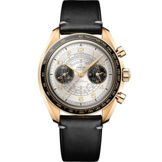 Omega Paris 2024 Speedmaster Chronoscope 43 mm, or Moonshine™ sur bracelet en cuir 522.62.43.51.02.001