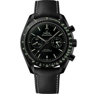 Omega Pitch Black  Speedmaster Dark Side of the Moon 44,25 mm, céramique noire sur bracelet en cuir 311.92.44.51.01.004