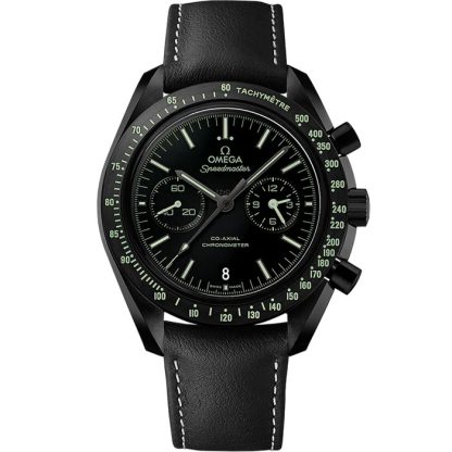 Omega Pitch Black  Speedmaster Dark Side of the Moon 44,25 mm, céramique noire sur bracelet en cuir 311.92.44.51.01.004