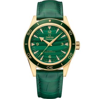 Omega Seamaster 300 41 mm, or jaune sur bracelet en cuir 234.63.41.21.99.001