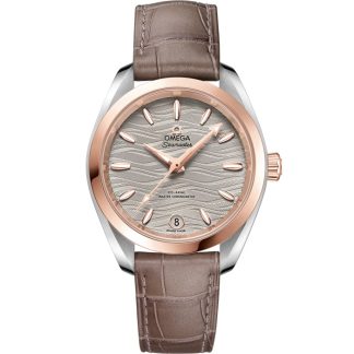 Omega Seamaster Aqua Terra 150M 34 mm, acier - or « Sedna™ » sur bracelet en cuir 220.23.34.20.06.001