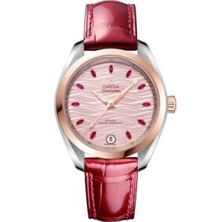 Omega Seamaster Aqua Terra 150M 34 mm, acier - or « Sedna™ » sur bracelet en cuir 220.23.34.20.60.001