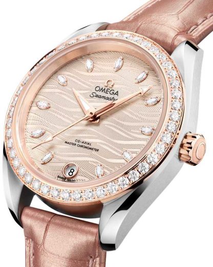 Omega Seamaster Aqua Terra 150M 34 mm, acier - or « Sedna™ » sur bracelet en cuir 220.28.34.20.59.001 – Image 4