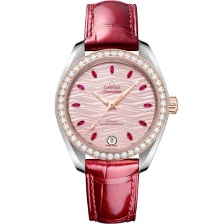 Omega Seamaster Aqua Terra 150M 34 mm, acier - or « Sedna™ » sur bracelet en cuir 220.28.34.20.60.001