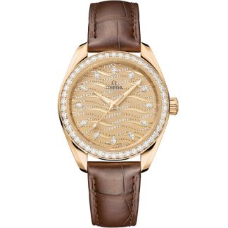 Omega Seamaster Aqua Terra 150M 34 mm, or Moonshine™ sur alligator 220.58.34.20.99.008