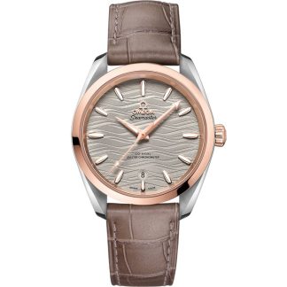 Omega Seamaster Aqua Terra 150M 38 mm, acier - or « Sedna™ » sur bracelet en cuir 220.23.38.20.06.001