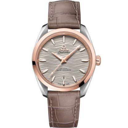 Omega Seamaster Aqua Terra 150M 38 mm, acier - or « Sedna™ » sur bracelet en cuir 220.23.38.20.06.001