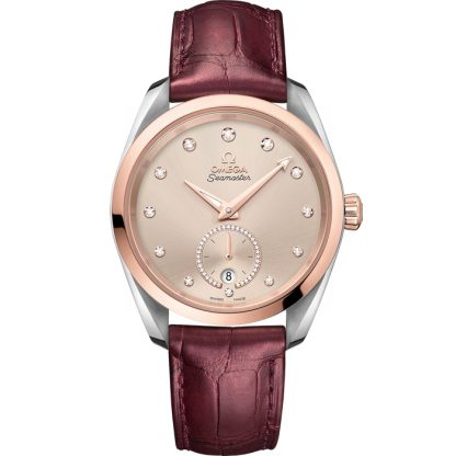 Omega Seamaster Aqua Terra 150M 38 mm, acier - or « Sedna™ » sur bracelet en cuir 220.23.38.20.59.001