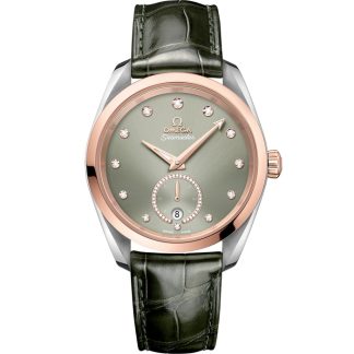 Omega Seamaster Aqua Terra 150M 38 mm, acier - or « Sedna™ » sur bracelet en cuir 220.23.38.20.60.001