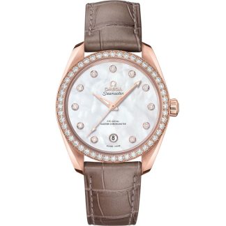 Omega Seamaster Aqua Terra 150M 38 mm, or Sedna™ sur bracelet en cuir 220.58.38.20.55.001