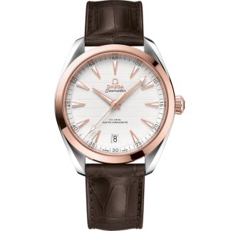 Omega Seamaster Aqua Terra 150M 41 mm, acier - or « Sedna™ » sur bracelet en cuir 220.23.41.21.02.001