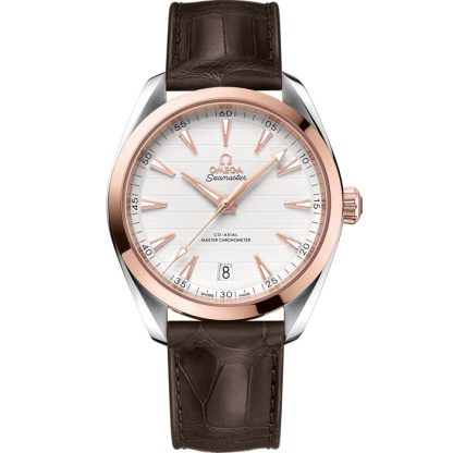 Omega Seamaster Aqua Terra 150M 41 mm, acier - or « Sedna™ » sur bracelet en cuir 220.23.41.21.02.001