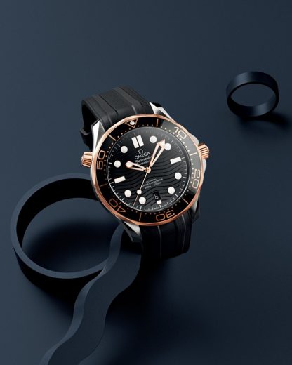 Omega Seamaster Diver 300M 42 mm, acier - or « Sedna™ » sur bracelet caoutchouc 210.22.42.20.01.002 – Image 4
