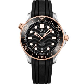 Omega Seamaster Diver 300M 42 mm, acier - or « Sedna™ » sur bracelet caoutchouc 210.22.42.20.01.002