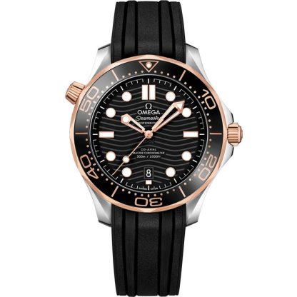 Omega Seamaster Diver 300M 42 mm, acier - or « Sedna™ » sur bracelet caoutchouc 210.22.42.20.01.002