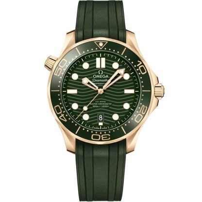 Omega Seamaster Diver 300M 42 mm, or Moonshine™ sur bracelet caoutchouc 210.62.42.20.10.001