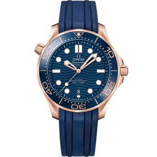 Omega Seamaster Diver 300M 42 mm, or Sedna™ sur bracelet caoutchouc 210.62.42.20.03.001