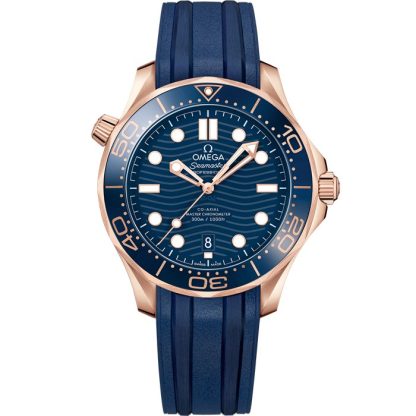 Omega Seamaster Diver 300M 42 mm, or Sedna™ sur bracelet caoutchouc 210.62.42.20.03.001