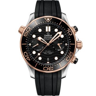 Omega Seamaster Diver 300M 44 mm, acier - or « Sedna™ » sur bracelet caoutchouc 210.22.44.51.01.001