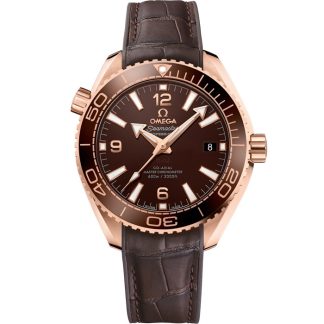 Omega Seamaster Planet Ocean 600M 39,5 mm, or Sedna™ sur bracelet en cuir doublé de caoutchouc 215.63.40.20.13.001