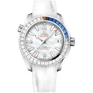Omega Seamaster Planet Ocean 600M 39,5 mm, or blanc sur bracelet en cuir doublé de caoutchouc 215.58.40.20.05.001