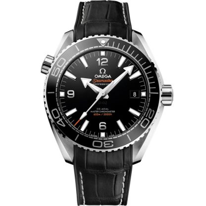 Omega Seamaster Planet Ocean 600M 43,5 mm, acier sur bracelet en cuir doublé de caoutchouc 215.33.44.21.01.001
