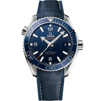 Omega Seamaster Planet Ocean 600M 43,5 mm, acier sur bracelet en cuir doublé de caoutchouc 215.33.44.21.03.001